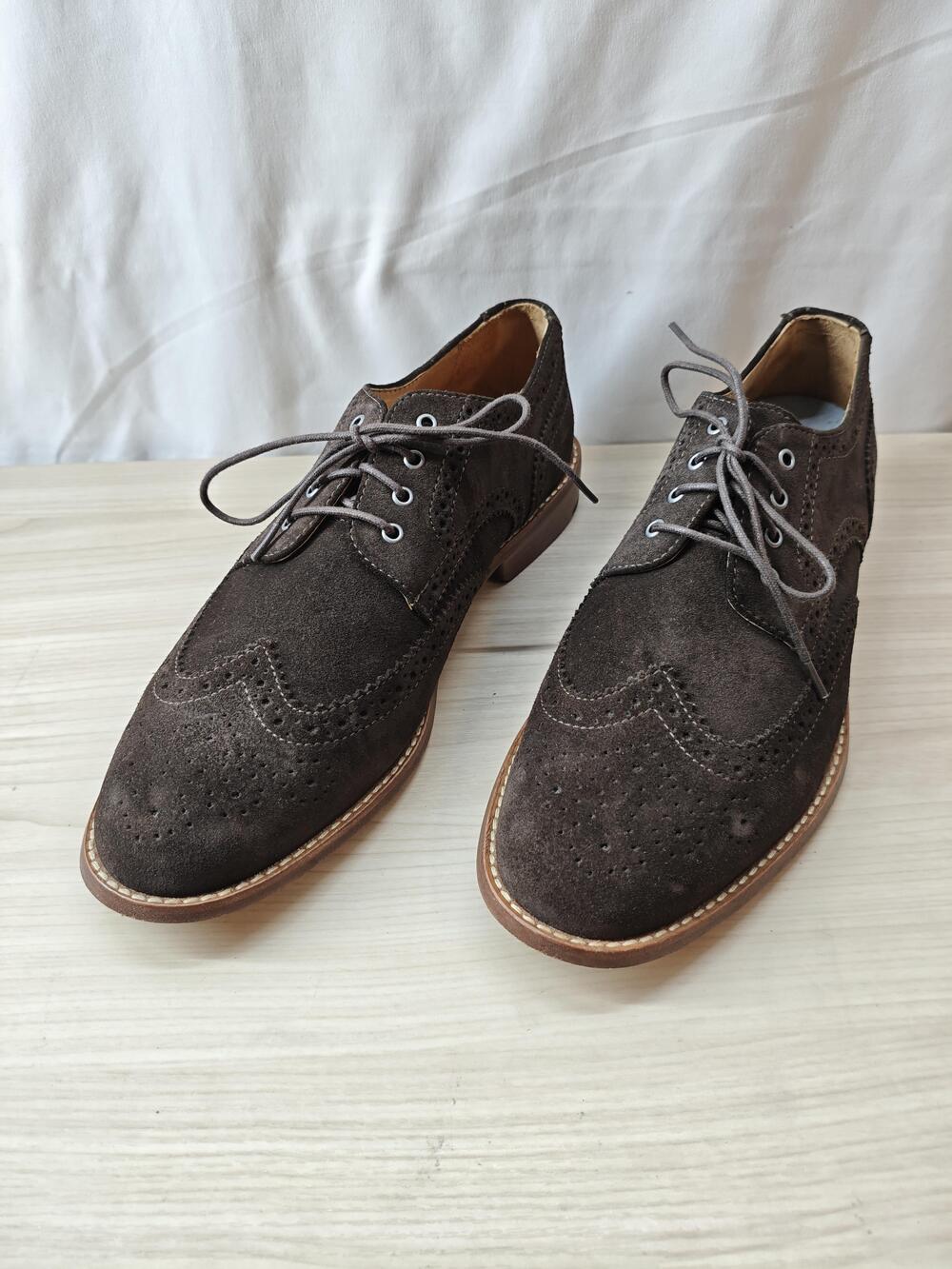 Warfield & Grand Shoes Mens Size 10 Brown Suede Wingtip Brogue Dress Vero Cuoio